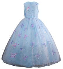 EXCELLENT Večerné šaty veľkosť 128 - svetlomodré s motýľmi