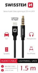 SWISSTEN audio adaptér Lightning - jack 3.5mm, 1.5m, čierna