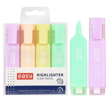 EASY FLASH PASTEL Sada zvýrazňovačov, ploché, 4 pastelové farby