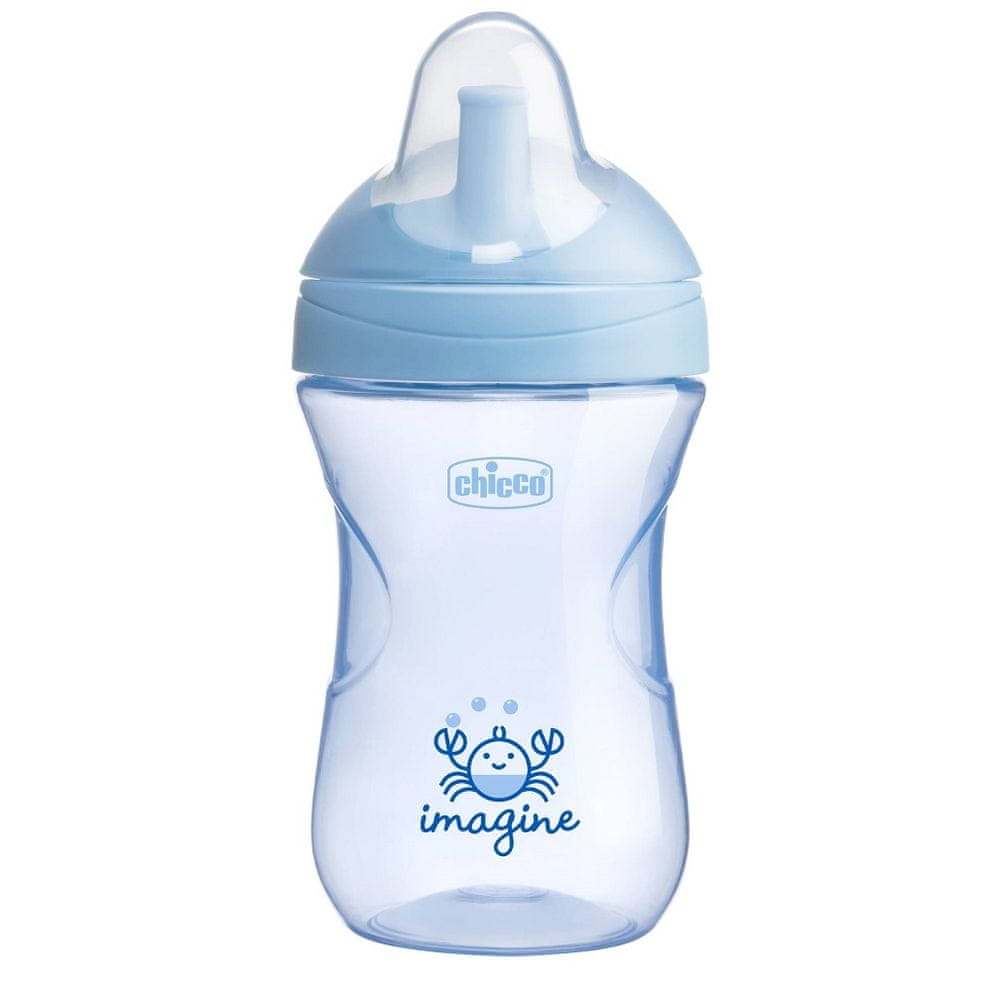 Chicco Hrnček Advanced so slamkovým náustkom 266 ml, modrý 12m +