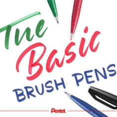 Pentel Štetcové perá "Brush Sign", sada 4 farieb, so sprievodcom, SES15/4-SET