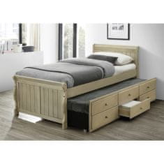 KONDELA Jednolôžková posteľ s prístelkou Antiko 90x200 cm - antická biela