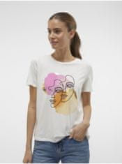 Vero Moda Krémové dámske tričko Vero Moda Facey XS