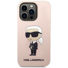 Karl Lagerfeld Kryt na mobil Liquid Silicone Ikonik NFT na Apple iPhone 15 Pro Max - růžový