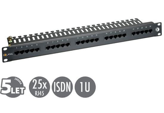 Solarix 19" ISDN panel 25 x RJ45 čierny 1U SX25-ISDN-BK