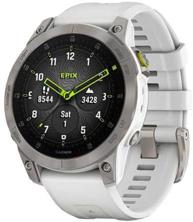 Garmin epix Sapphire , Titan/ White Silicone Band