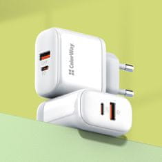 ColorWay AC nabíjačka Power Delivery Port PPS USB (Type-C PD + USB QC3.0) (45W) (CW-CHS042PD-WT) - biela