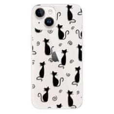 iSaprio Silikónové puzdro - Cat pattern 05 - black pre iPhone 15