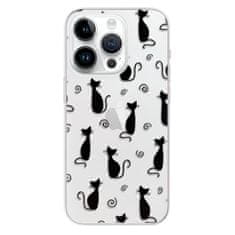 iSaprio Silikónové puzdro - Cat pattern 05 - black pre iPhone 15 Pro