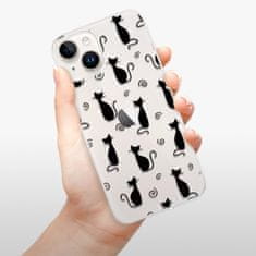 iSaprio Silikónové puzdro - Cat pattern 05 - black pre iPhone 15