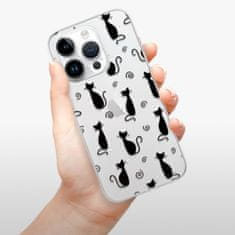 iSaprio Silikónové puzdro - Cat pattern 05 - black pre iPhone 15 Pro