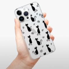 iSaprio Silikónové puzdro - Cat pattern 05 - black pre iPhone 15 Pro Max