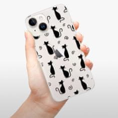 iSaprio Silikónové puzdro - Cat pattern 05 - black pre iPhone 15 Plus