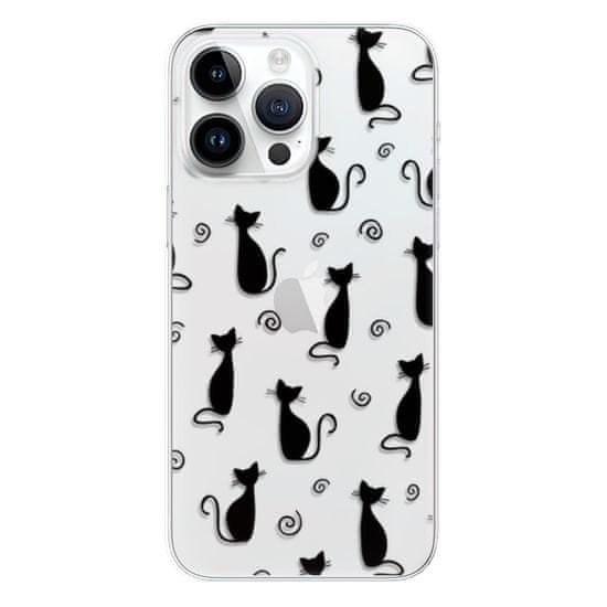 iSaprio Silikónové puzdro - Cat pattern 05 - black pre iPhone 15 Pro Max