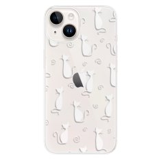 iSaprio Silikónové puzdro - Cat pattern 05 - white pre iPhone 15 Plus