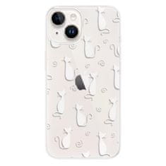 iSaprio Silikónové puzdro - Cat pattern 05 - white pre iPhone 15