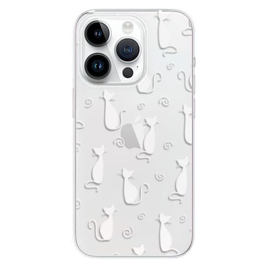 iSaprio Silikónové puzdro - Cat pattern 05 - white pre iPhone 15 Pro