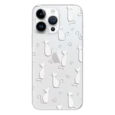 iSaprio Silikónové puzdro - Cat pattern 05 - white pre iPhone 15 Pro Max