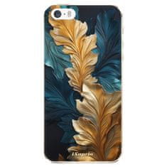 iSaprio Silikónové puzdro - GoldBlue Leaves 02 pre Apple iPhone 5/5S/SE