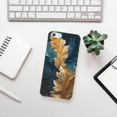 iSaprio Silikónové puzdro - GoldBlue Leaves 02 pre Apple iPhone 5/5S/SE