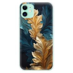 iSaprio Silikónové puzdro - GoldBlue Leaves 02 pre Apple iPhone 11