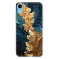 iSaprio Silikónové puzdro - GoldBlue Leaves 02 pre Apple iPhone Xr