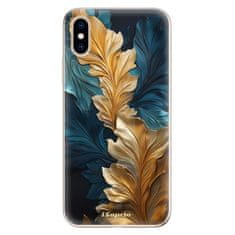 iSaprio Silikónové puzdro - GoldBlue Leaves 02 pre Apple iPhone XS