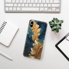 iSaprio Silikónové puzdro - GoldBlue Leaves 02 pre Apple iPhone XS