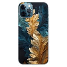 iSaprio Silikónové puzdro - GoldBlue Leaves 02 pre Apple iPhone 12 Pro