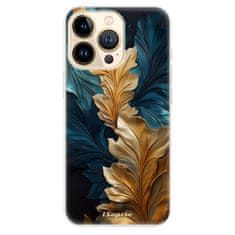 iSaprio Silikónové puzdro - GoldBlue Leaves 02 pre Apple iPhone 13 Pro