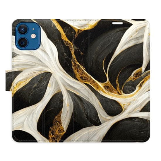 iSaprio Flipové puzdro - BlackGold Marble pre Apple iPhone 12 Mini