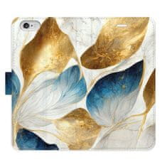 iSaprio Flipové puzdro - GoldBlue Leaves pre Apple iPhone 6