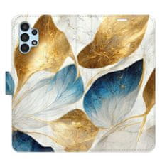 iSaprio Flipové puzdro - GoldBlue Leaves pre Samsung Galaxy A13 / A13 5G