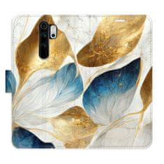 iSaprio Flipové puzdro - GoldBlue Leaves pre Xiaomi Redmi Note 8 Pro