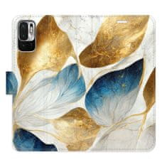 iSaprio Flipové puzdro - GoldBlue Leaves pre Xiaomi Redmi Note 10 5G