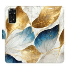 iSaprio Flipové puzdro - GoldBlue Leaves pre Xiaomi Redmi Note 11 / Note 11S