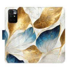 iSaprio Flipové puzdro - GoldBlue Leaves pre Xiaomi Redmi 10