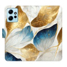 iSaprio Flipové puzdro - GoldBlue Leaves pre Xiaomi Redmi Note 12 5G