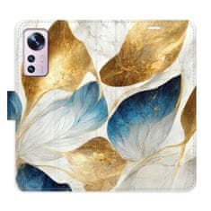 iSaprio Flipové puzdro - GoldBlue Leaves pre Xiaomi 12 / 12X