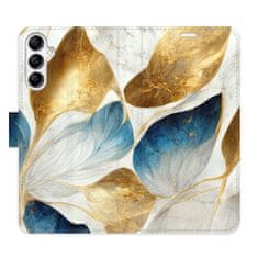 iSaprio Flipové puzdro - GoldBlue Leaves pre Samsung Galaxy A14 / A14 5G