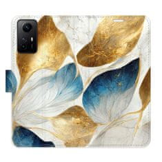 iSaprio Flipové puzdro - GoldBlue Leaves pre Xiaomi Redmi Note 12S