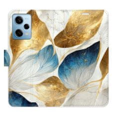 iSaprio Flipové puzdro - GoldBlue Leaves pre Xiaomi Redmi Note 12 Pro 5G