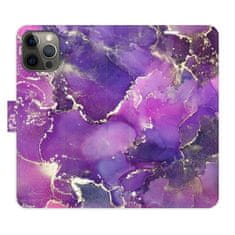 iSaprio Flipové puzdro - Purple Marble pre Apple iPhone 12 / 12 Pro