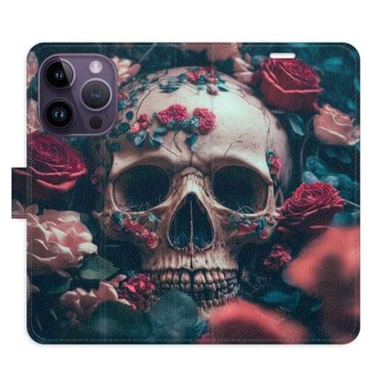 iSaprio Flipové puzdro - Skull in Roses 02 pre Apple iPhone 14 Pro