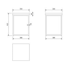 SAPHO SKA stolička 300x410x300mm (SKA401), čierna mat/dub SKA190 - Sapho