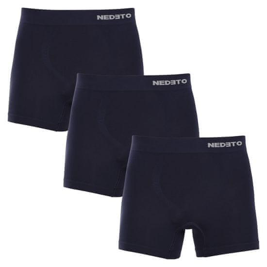 Nedeto 3PACK pánske boxerky bezšvové bambusové modre (3NDTB002S)