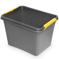 EDANTI Plastový Úložný Box Kontajner S Vekom Škatuľa Pre Garáž Skladu Pivnice Sivá 19 L