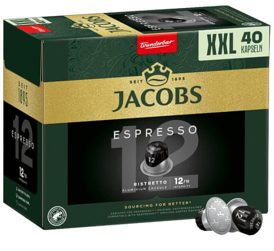 Jacobs Espresso Ristretto intenzita 12, 40 ks kapsúl, kompatibilná s kávovarmi Nespresso