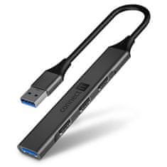 Connect IT USB Hub USB-A (1xUSB-A 3.0, 3xUSB-A 2.0) - šedý