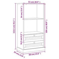 Vidaxl Knižnica VIGO sivá 60x35x114,5 cm masívna borovica